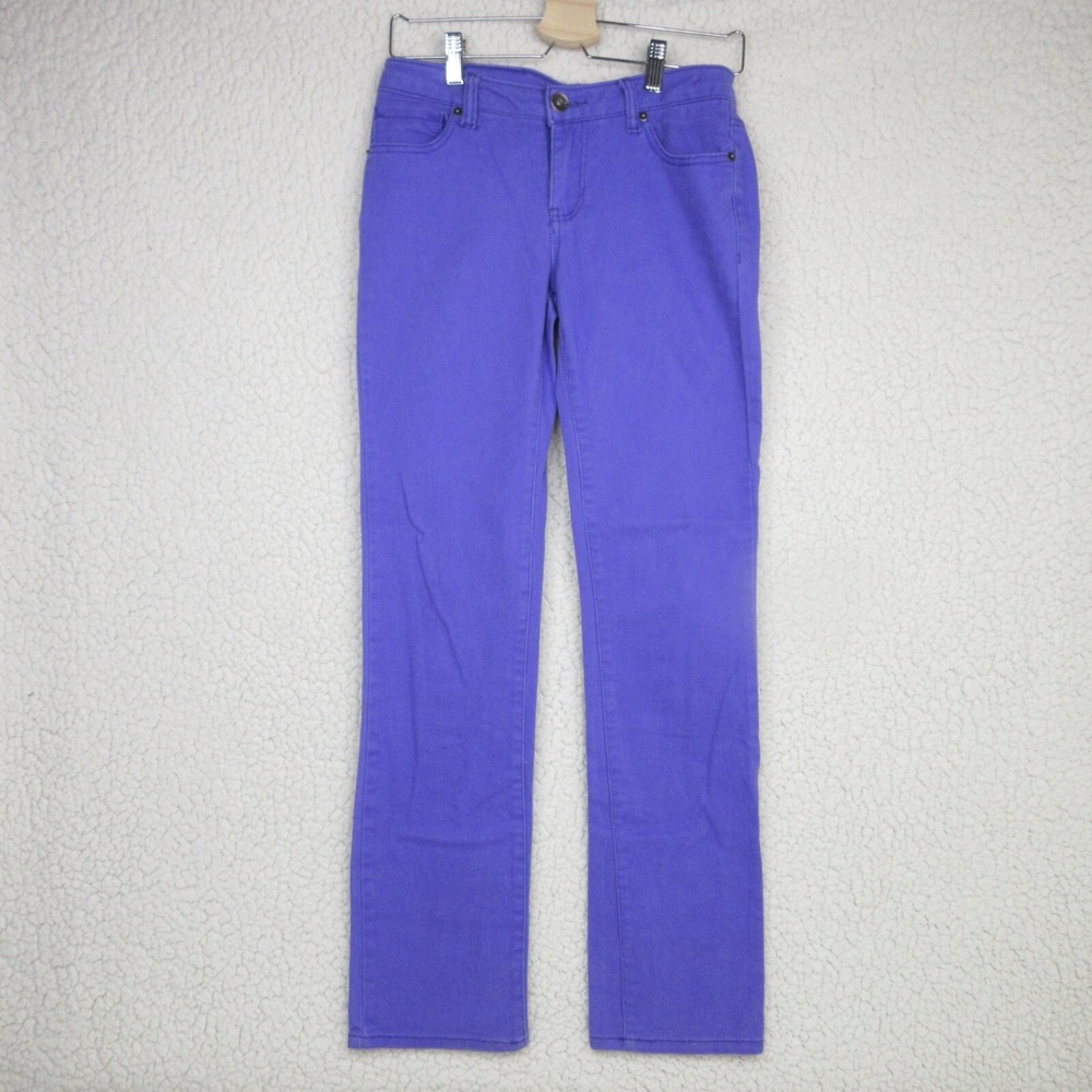 Baccini Straight Leg Pants Women 2 Purple Stretch Cotton 5-Pocket Mid-Rise